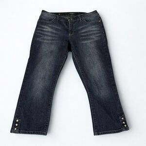 Nine West Jeans Womens 6 Capri Cropped Dark Wash Embellished Stretch Denim Boho